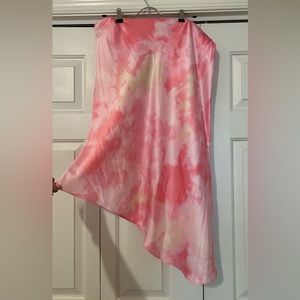 Pink tie die midi skirt